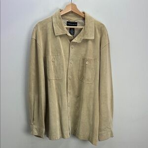 Vintage Croft & Barrow Suede Shirt Jacket Shacket Beige Button Down Mens Large